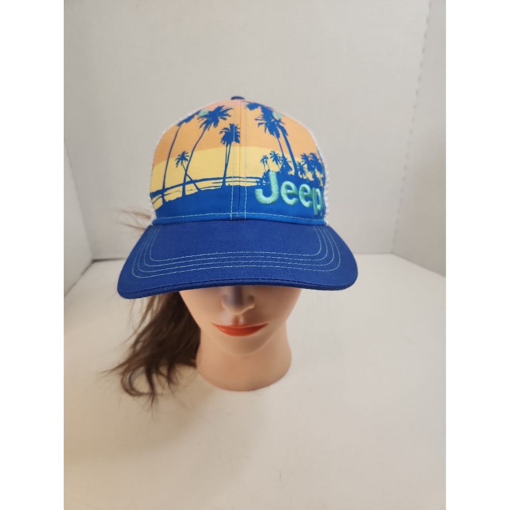 JEDCo Jeep Beach Sunset Blue Trucker Hat Mesh Snapback Cap Officially Licensed